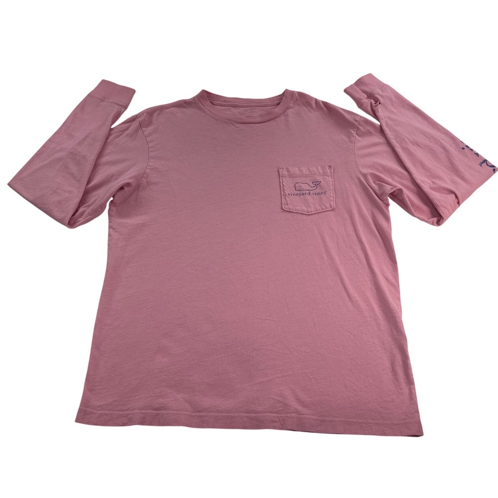 Vineyard Vines Pink Long Sleeve Pocket Tee Whale Logo‎ Graphic Shirt Women Small